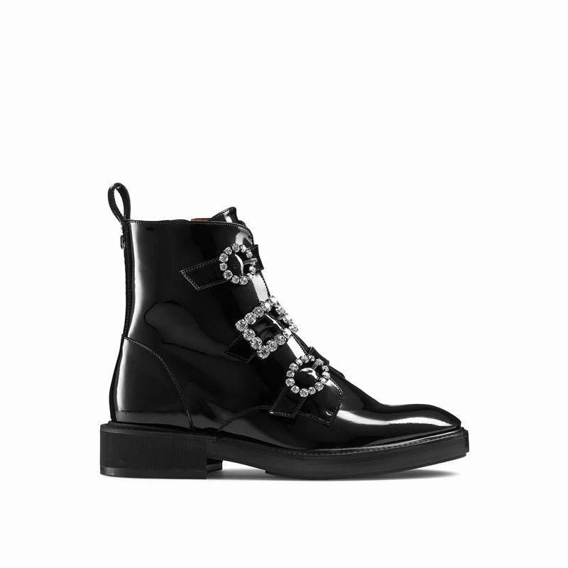 Russell & Bromley Glamorous Gem Trim Biker Women's Black [AYD997BE]